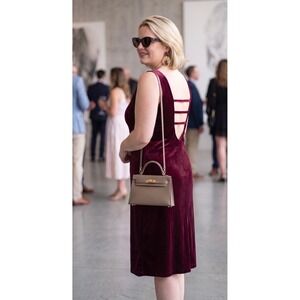 Vtg Y2K Danielle Casey Burgundy Velvet Midi Dress Size 14 Made in USA Goth Chic